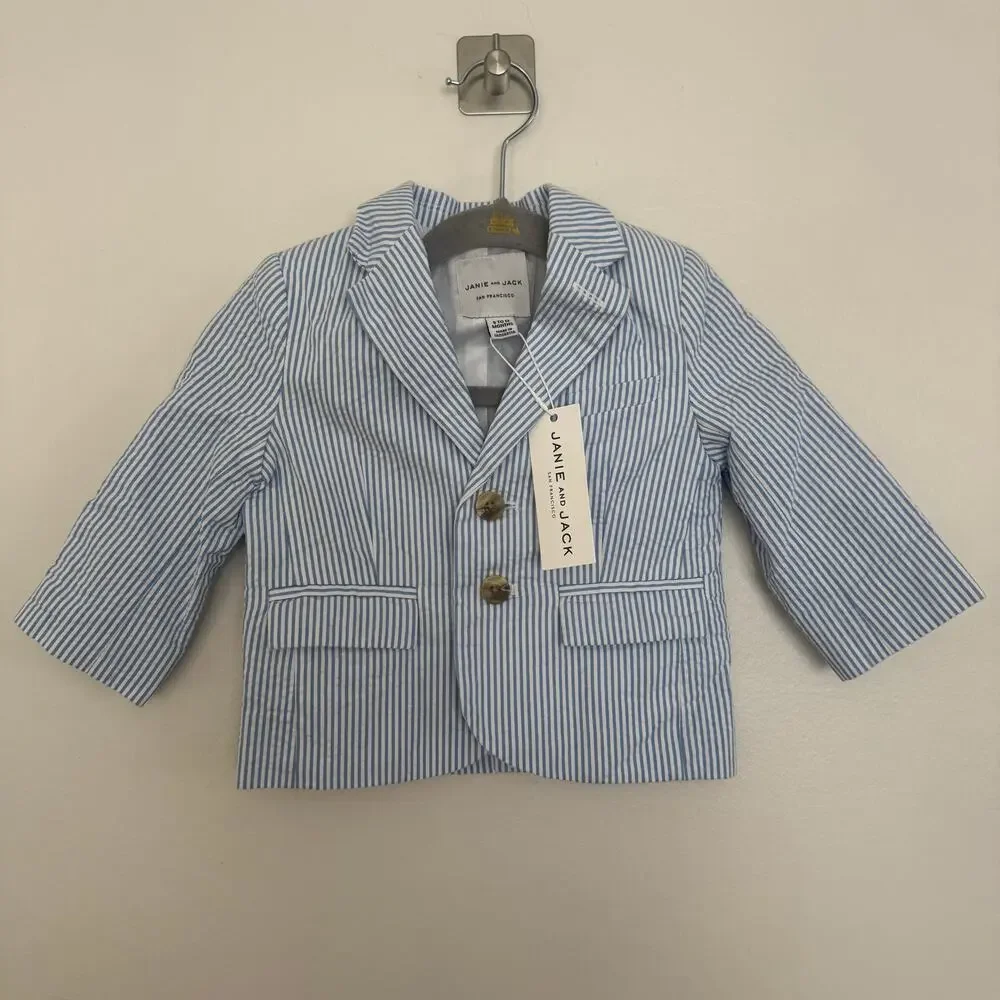 Janie and Jack Striped Seersucker Blazer